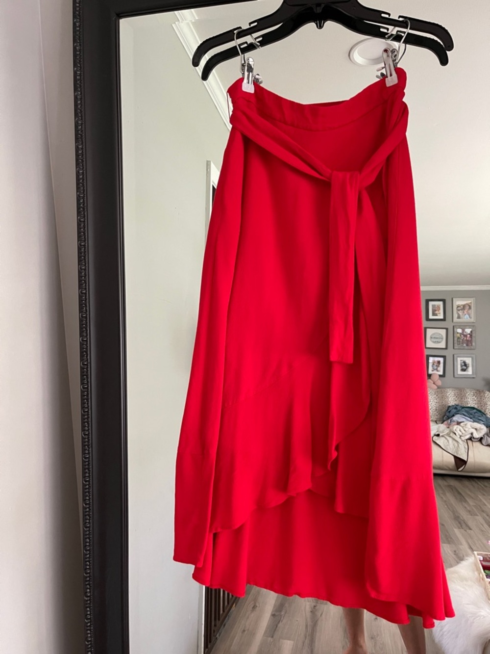 Ann Taylor Red High-Low Wrap Skirt